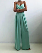 Elegantes Abend-Jumpsuit mit weitem Bein und V-Ausschnitt